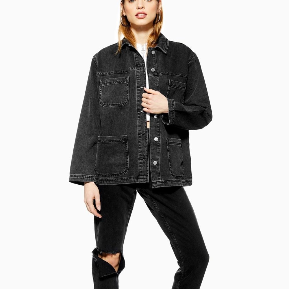Top Shop Oversized Black Denim Jacket